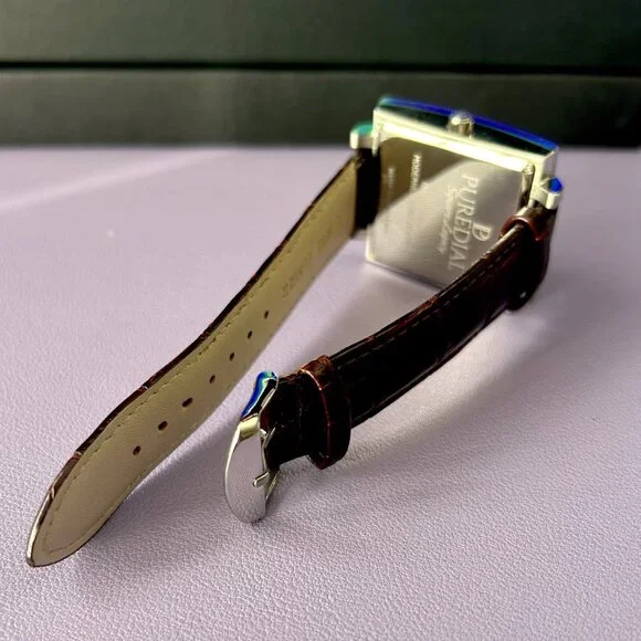 Japanese PureDial Square Legacy in Sapphire Blue and Silver with Leather Strap - Picture 12 of 15